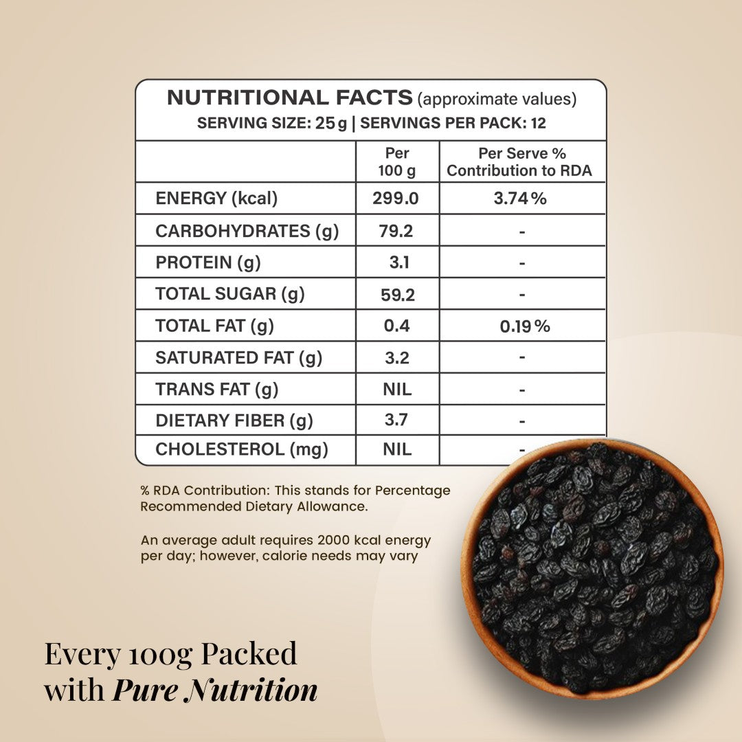 Royal Pavitra Premium Afghani Seedless Black Raisins 250g