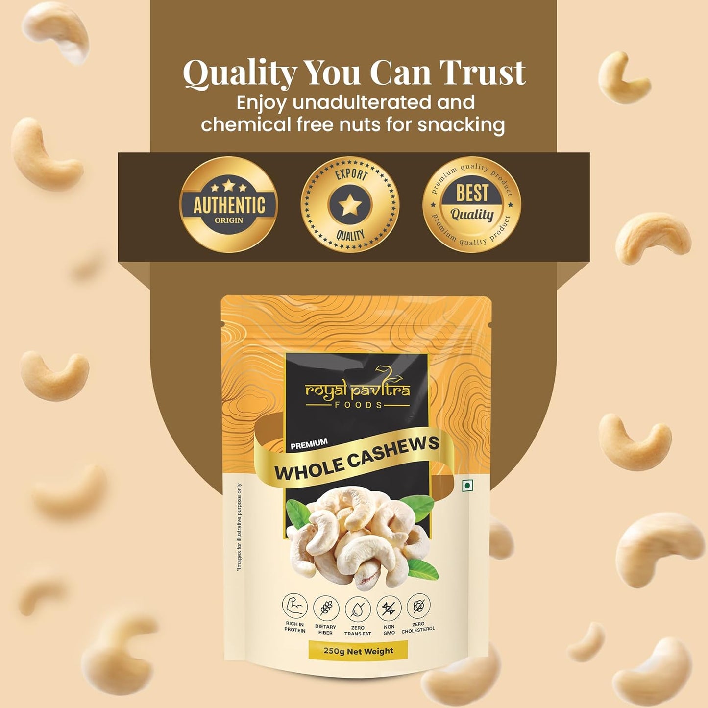 Royal Pavitra Whole Cashews (Kaju) - 250g