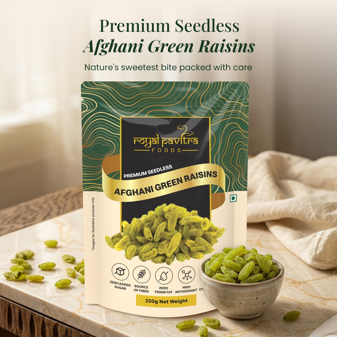 Royal Pavitra Premium Seedless Green Raisins, 250g
