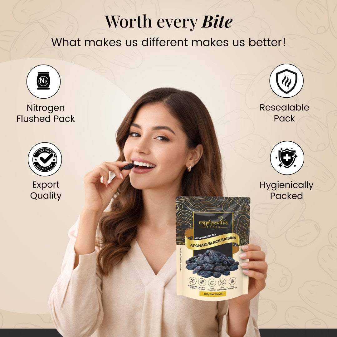 Royal Pavitra Premium Afghani Seedless Black Raisins 250g