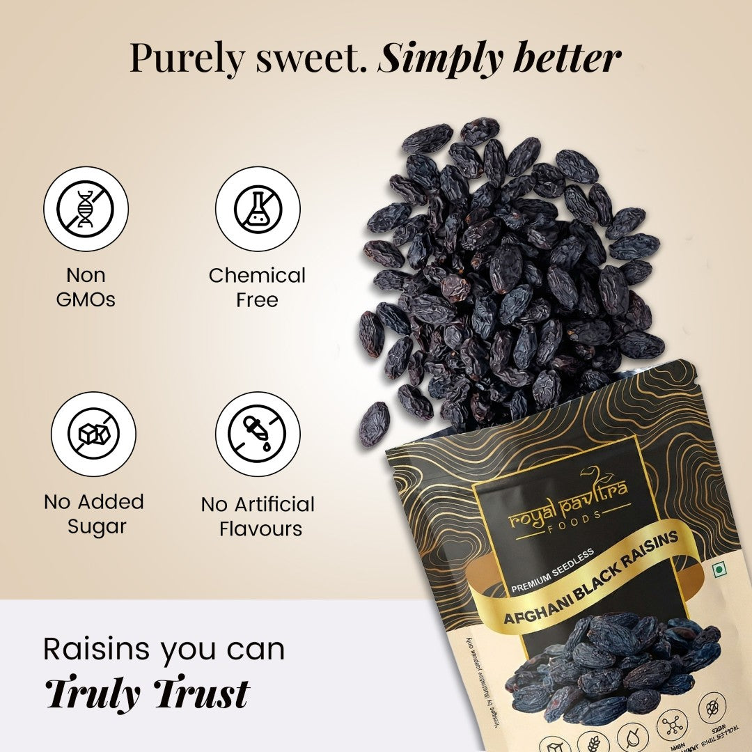 Royal Pavitra Premium Afghani Seedless Black Raisins 250g