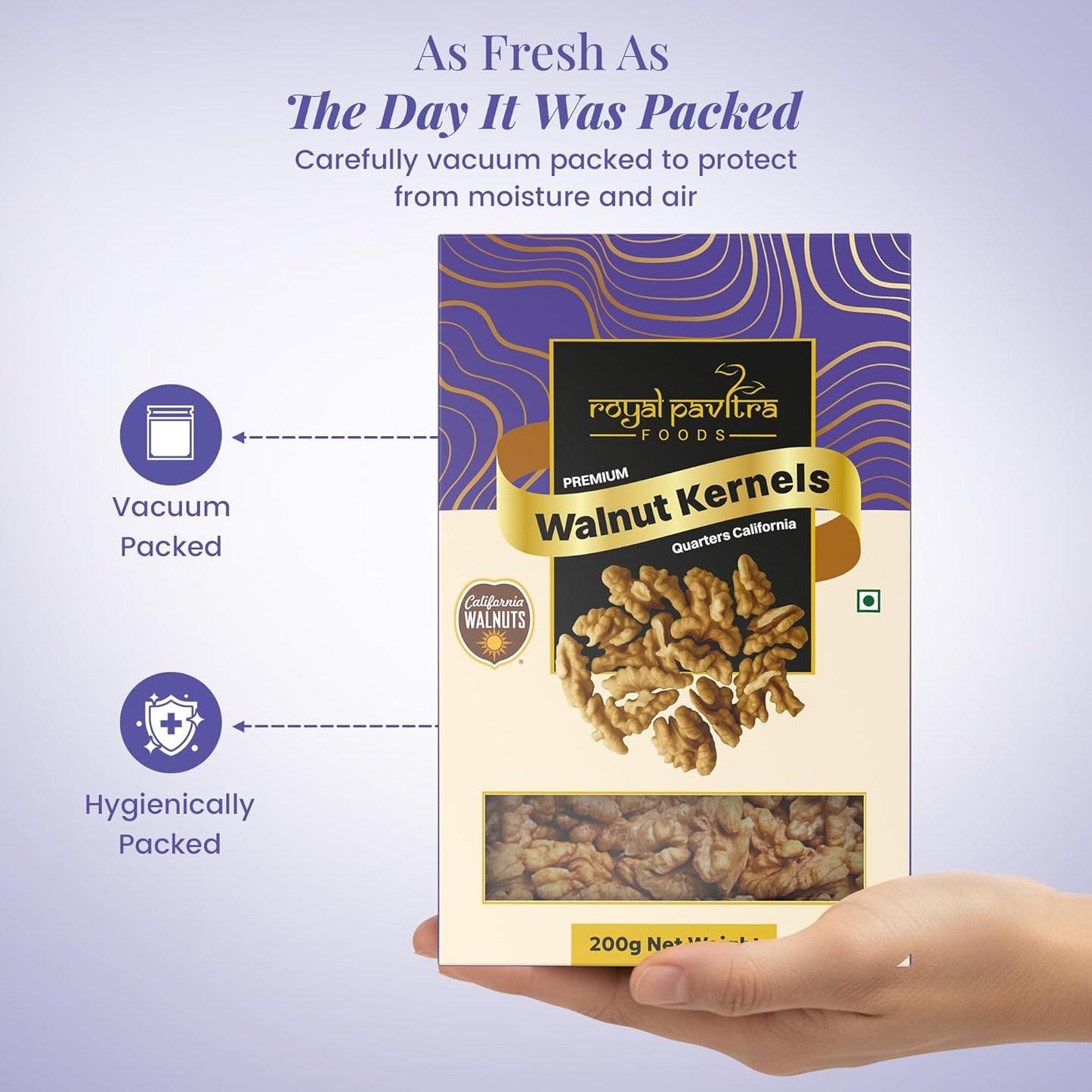 Royal Pavitra Premium Walnut Kernels Quarters California - 200g