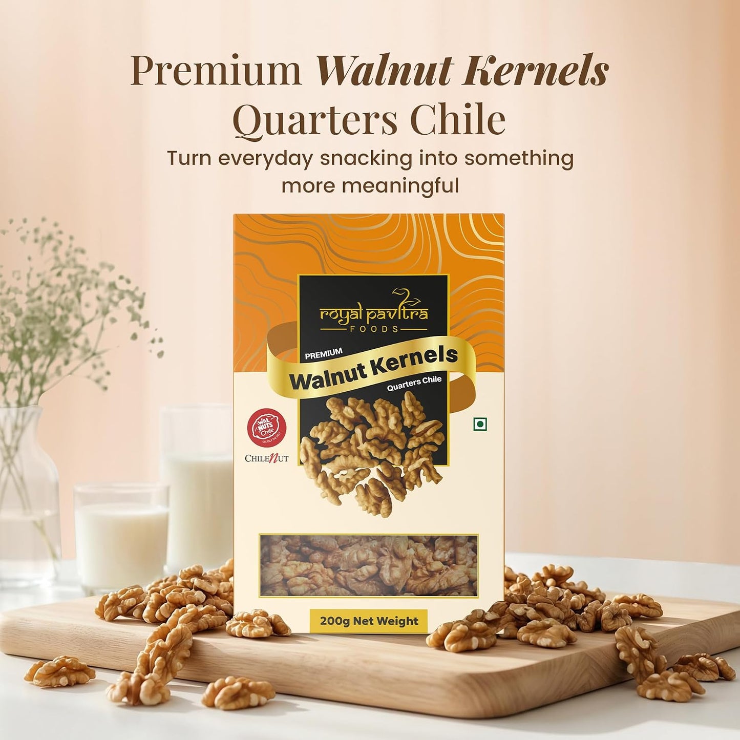 Royal Pavitra Premium Walnut Kernels Quarters Chile - 200g