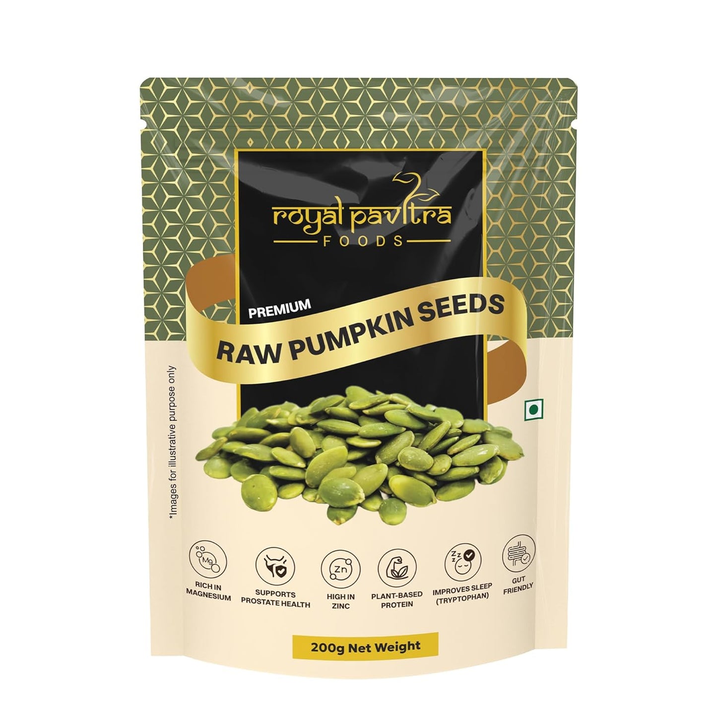 Royal Pavitra Premium Raw Pumpkin Seeds 200g