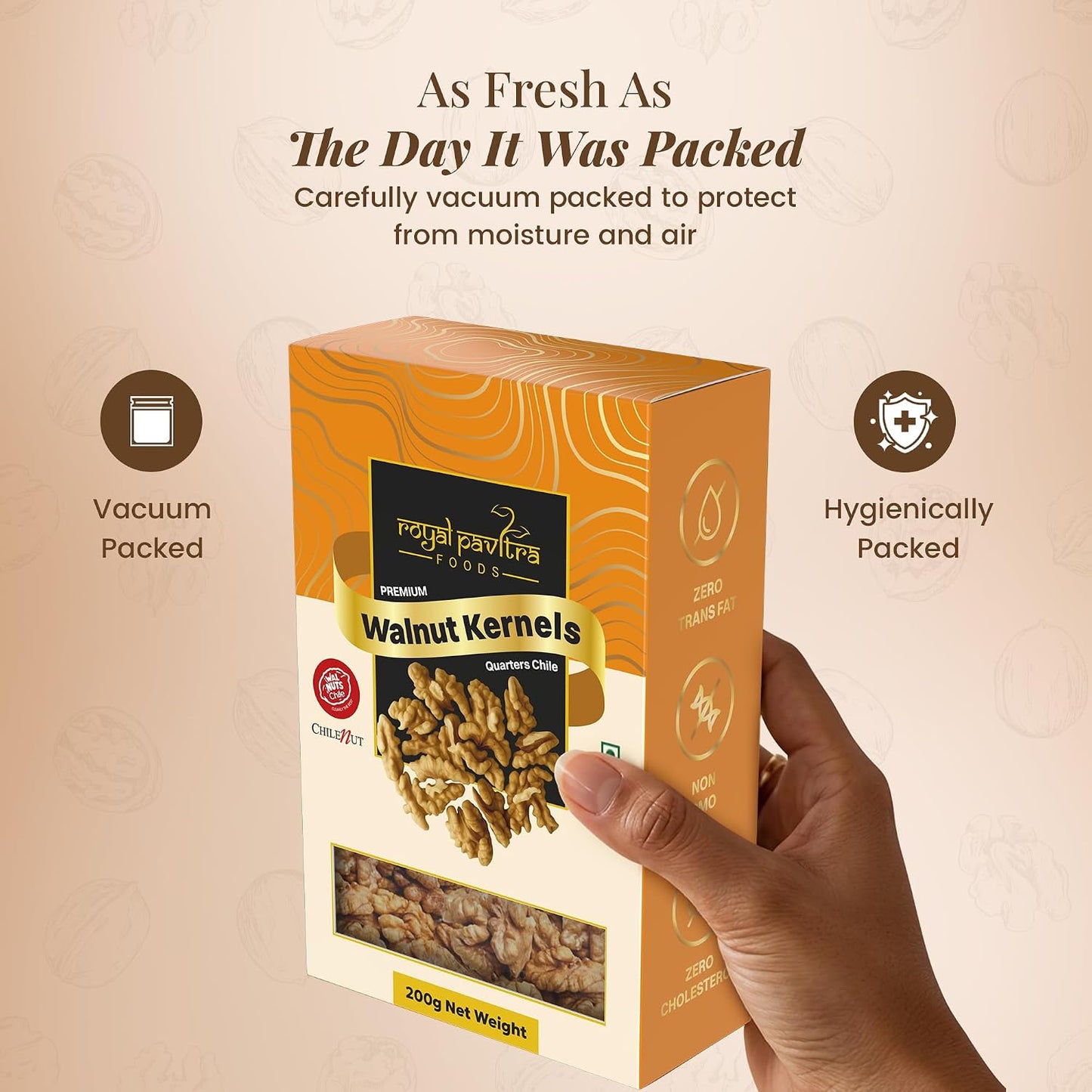 Royal Pavitra Premium Walnut Kernels Quarters Chile - 200g