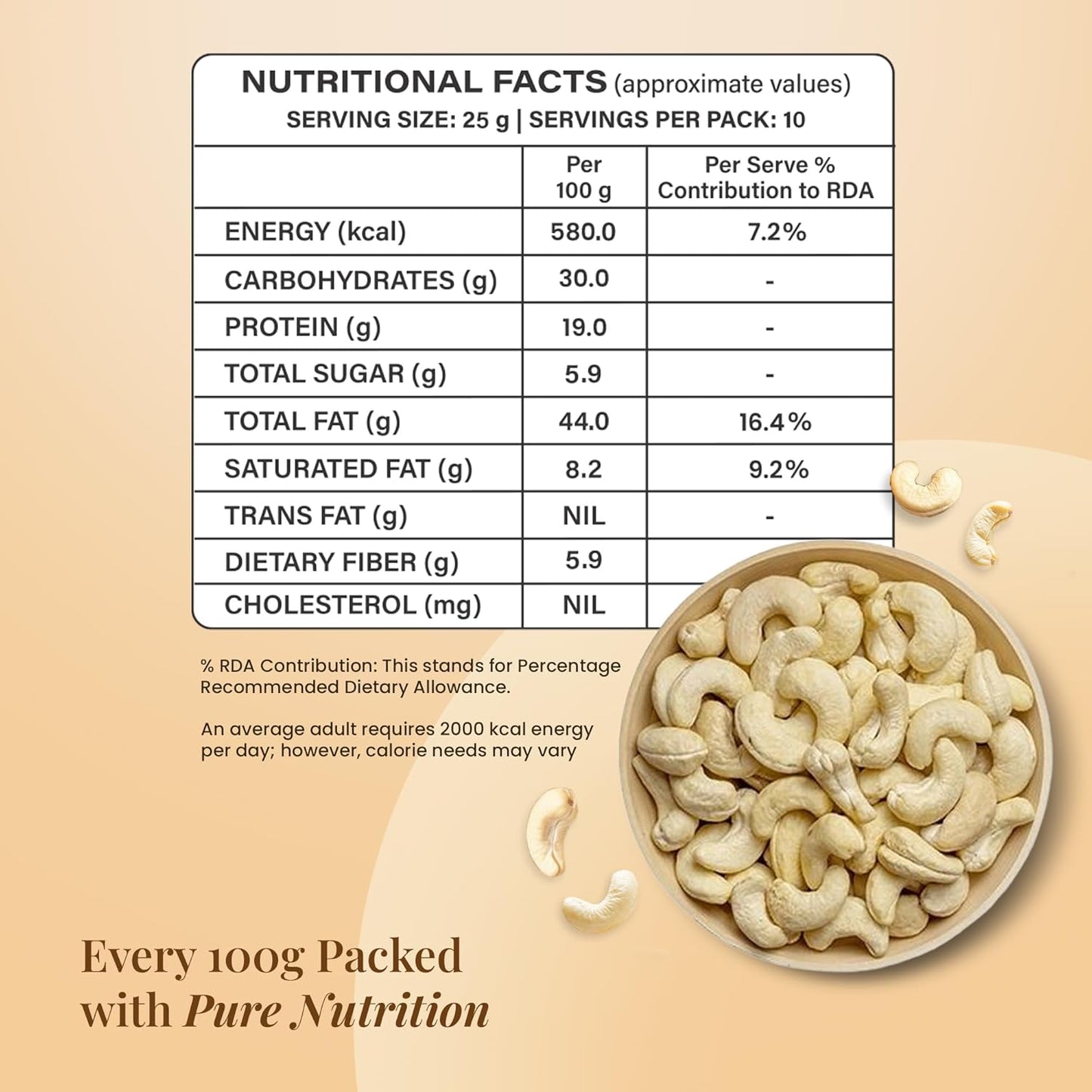 Royal Pavitra Whole Cashews (Kaju) - 250g
