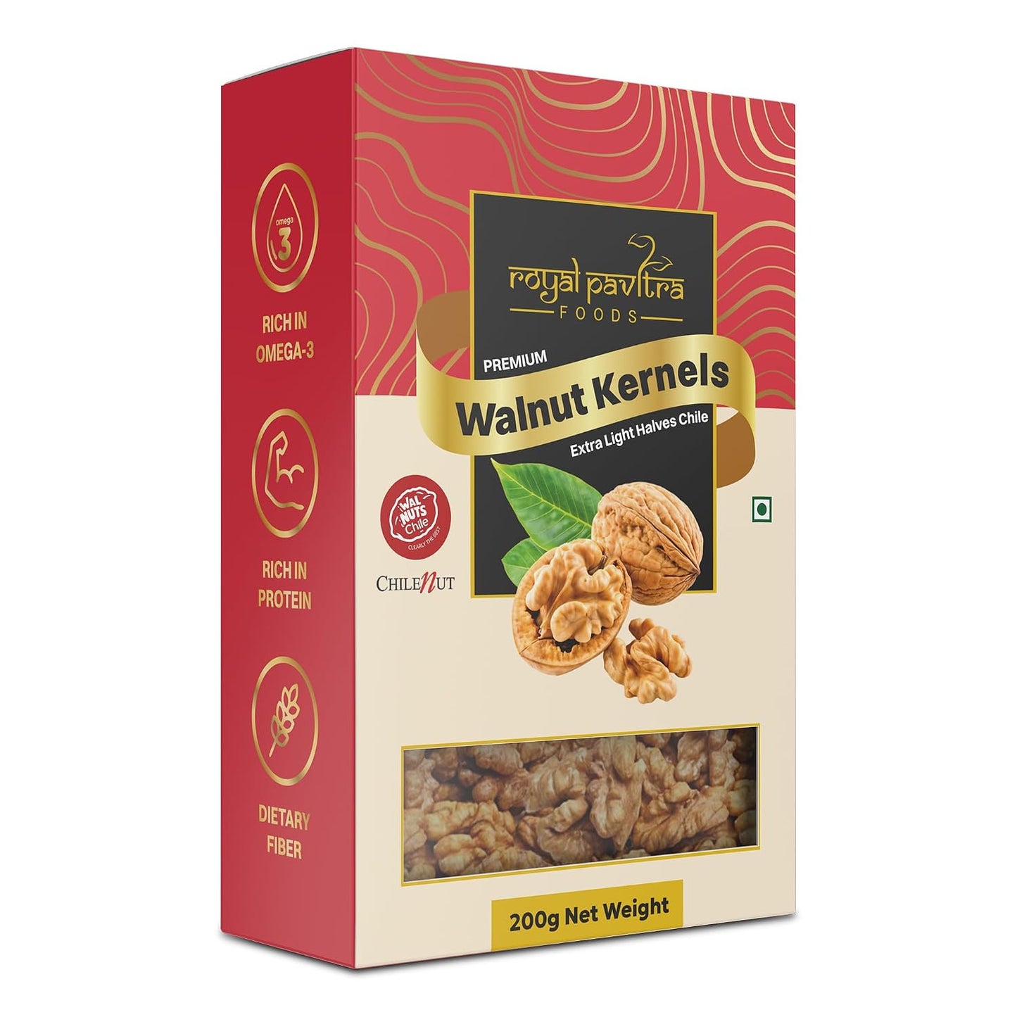 Royal Pavitra Premium Walnut Kernels Extra Light Halves Chile - 200g