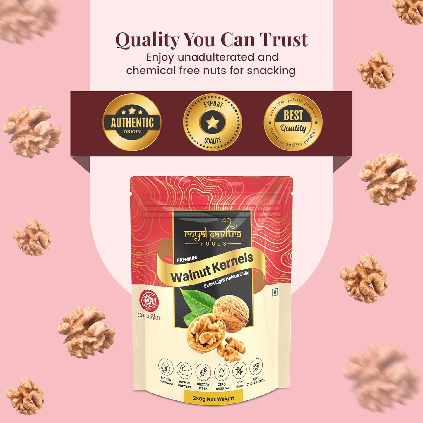 Royal Pavitra Premium Walnut Kernels Extra Light Halves Chile - 250g