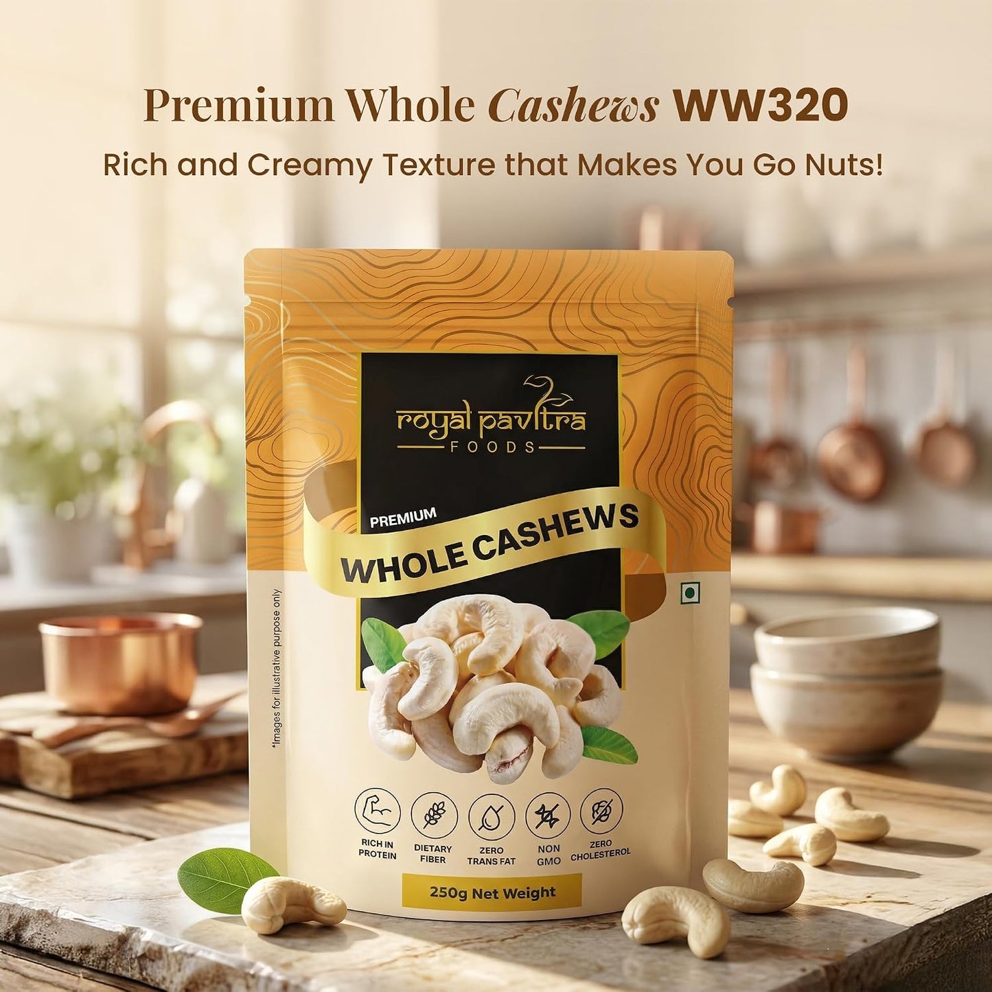 Royal Pavitra Whole Cashews (Kaju) - 250g
