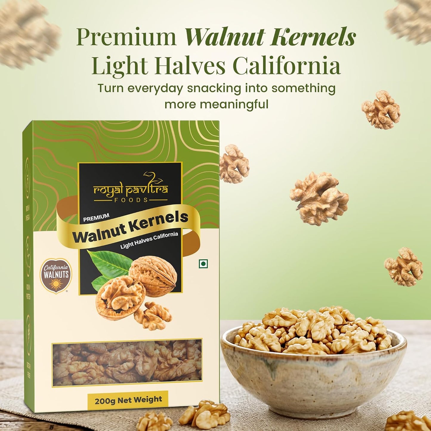 Royal Pavitra Premium Walnut Kernels Light Halves California - 200g