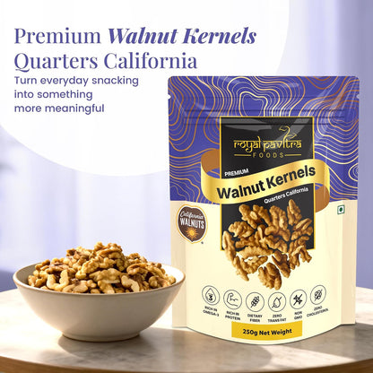 Royal Pavitra Premium Walnut Kernels Quarters California - 250g