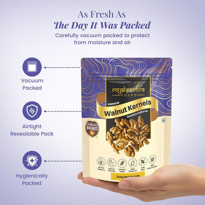 Royal Pavitra Premium Walnut Kernels Quarters California - 250g