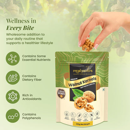Royal Pavitra Premium Walnut Kernels Light Halves California - 250g