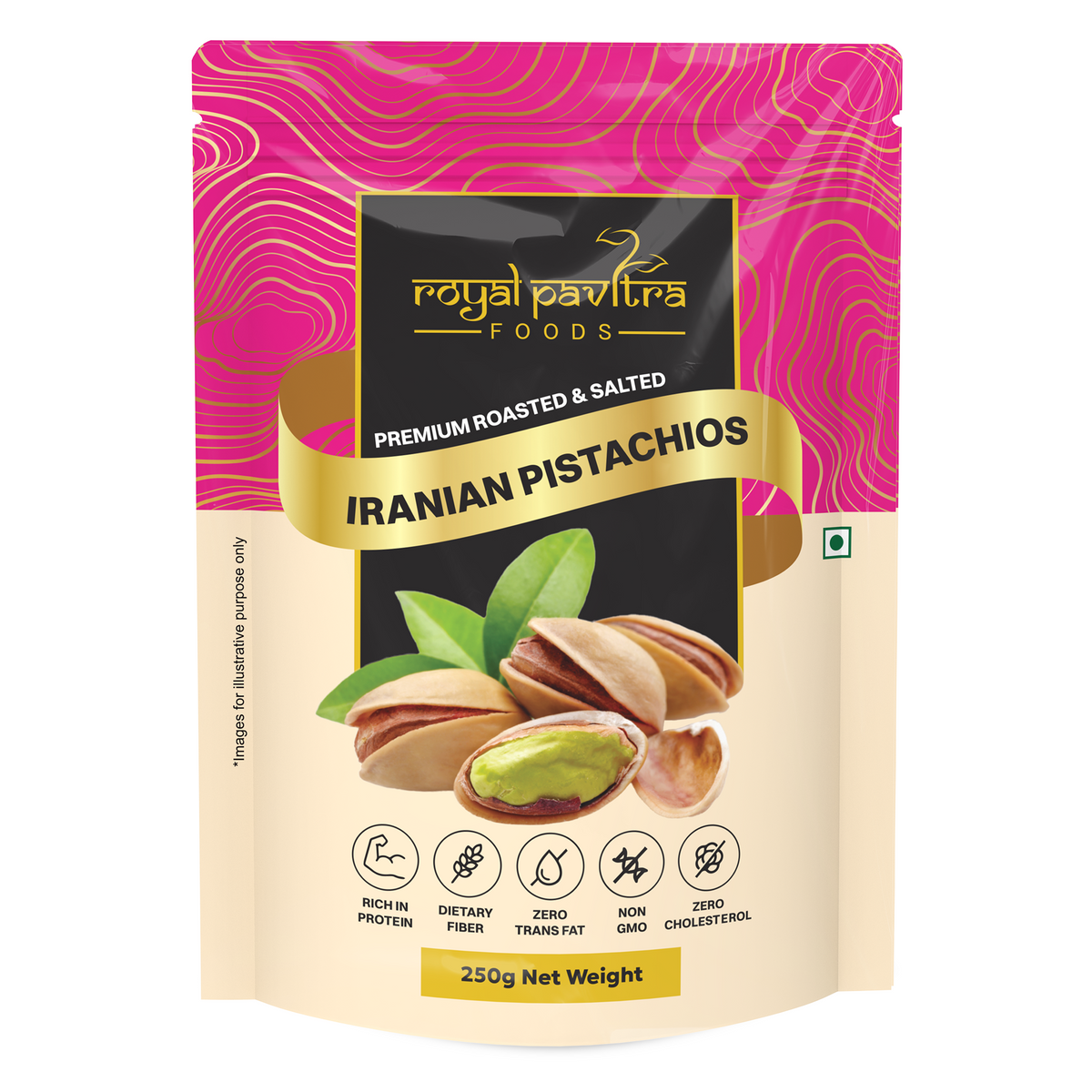 Royal Pavitra Premium Roasted Iranian Pistachios (Pista) 250g