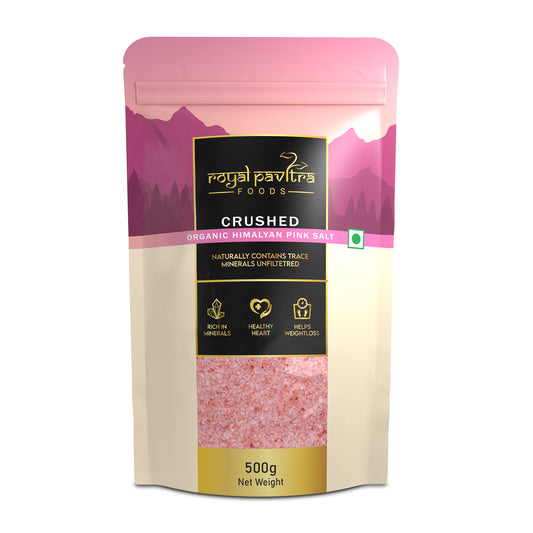 Royal Pavitra Crushed Himalayan Pink Salt 500g | Natural Unrefined Pink Rock Salt with Trace Minerals | Evenly Crushed Crystals for Cooking Seasoning Baking & Everyday Kitchen Use | Vegetarian