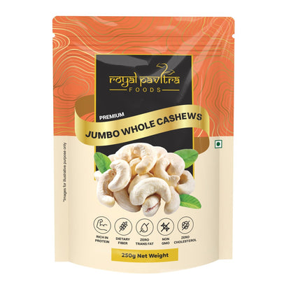 Royal Pavitra Jumbo Whole Cashews WW240 – 250g