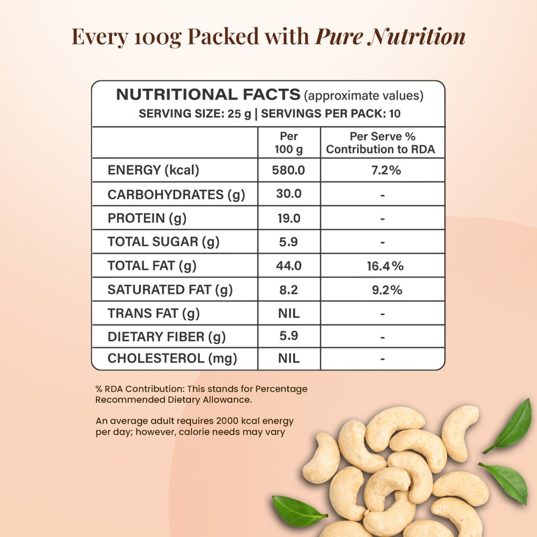Royal Pavitra Jumbo Whole Cashews WW240 – 250g
