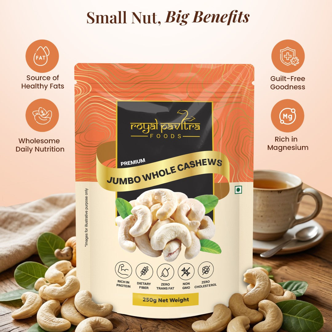 Royal Pavitra Jumbo Whole Cashews WW240 – 250g