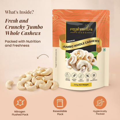 Royal Pavitra Jumbo Whole Cashews WW240 – 250g