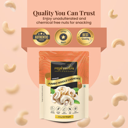 Royal Pavitra Jumbo Whole Cashews WW240 – 250g